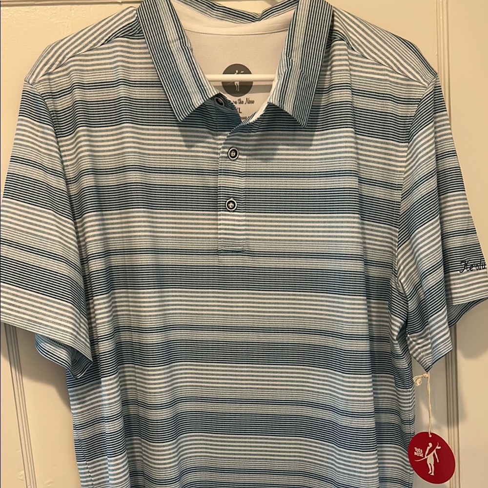 Toes on the Nose Four Seasons Hualalai Striped Blue Polo Shirt